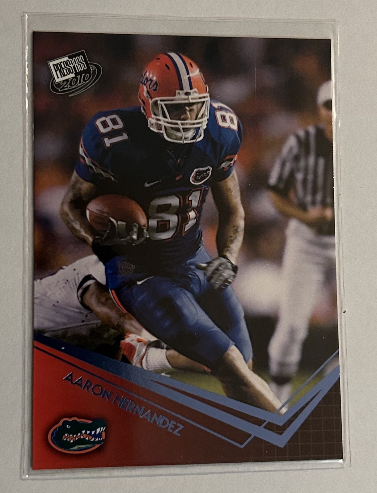 Aaron Hernandez Press Pass #10 Blue