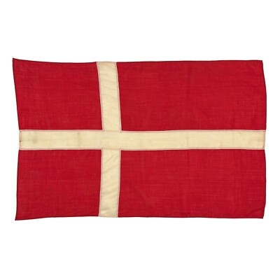 Vintage Wool Danish Flag Sewn Old Cloth Denmark Antique Textile Art Scandinavian