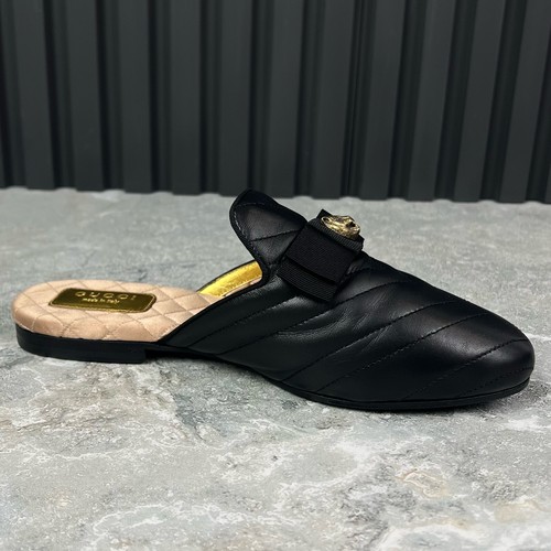 Gucci Matelassé Tiger Head Flat Mules Black Leather 6.5 US or 36.5 EUR - Picture 7 of 22