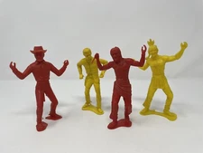 Lot Vintage Plastic Cowboys + Indians Figures ~5” Yellow Red~ MARX?