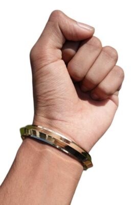 Brass sikh kara lines design gold look kada hindu singh kaur bangle d9 bracelet