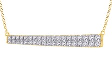 3/4 CT White Natural Diamond Bar Pendant Necklace in 10K Yellow Gold