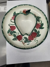 Chaparral Pottery Chip And Dip Dish Apples and Ivy 11" USA Retired Signed