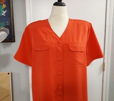 Tess Women's Vintage USA Made Red Shift Shirt Dress, Size 16
