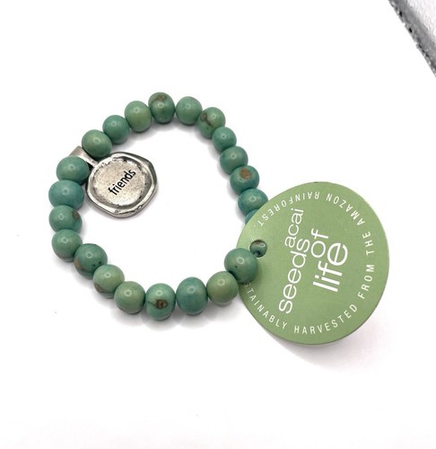 Açaí Seeds Of Life Bracelet With Wax Seal And Teal Beads Whitney Howard Designs - Picture 2 of 8
