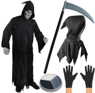 Erwachsene Herren Sensenmann Kostüm Halloween Kostüm Outfit Horror Party Event