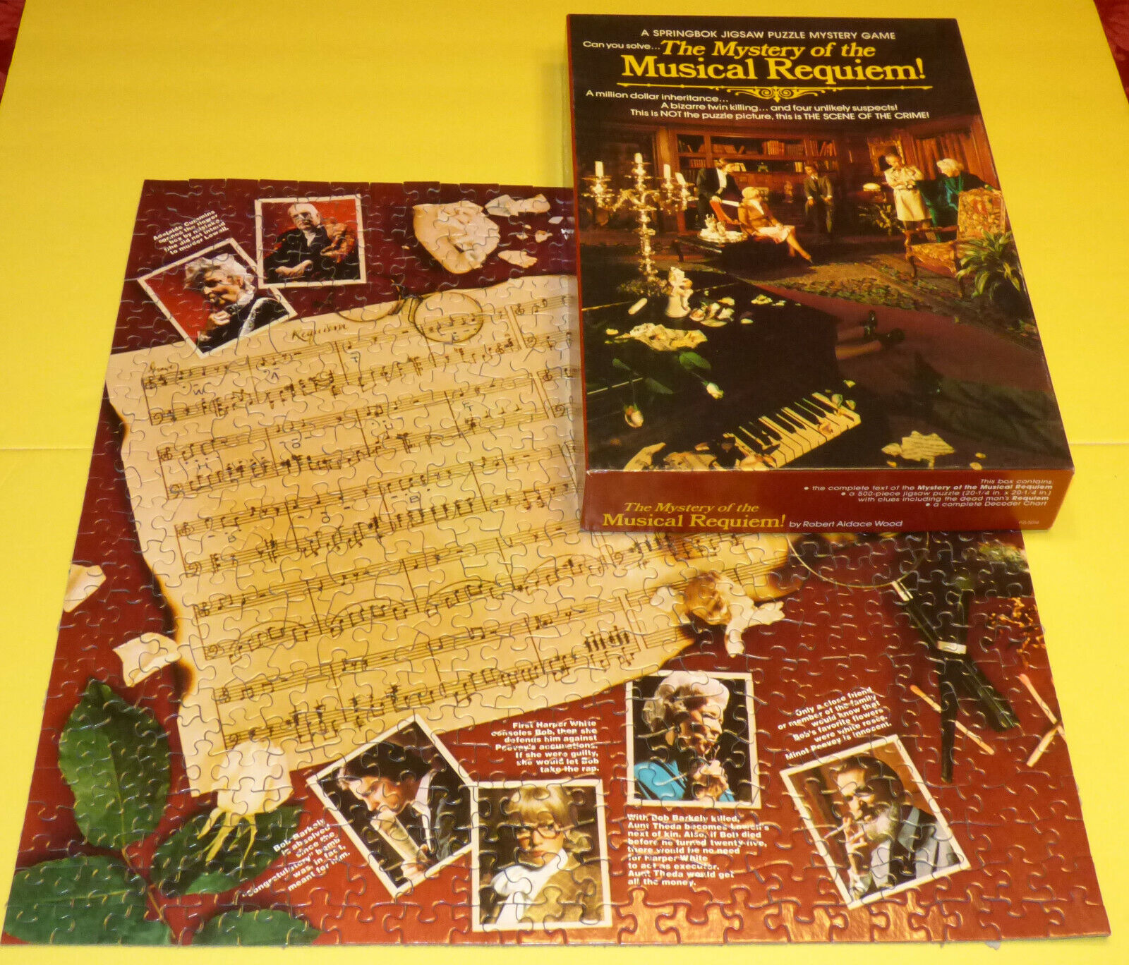 Vintage COMPLETE Assembled Springbok Musical Requiem Mystery Puzzle w/ Solution