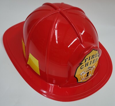 Fire Chief Hat - Fire Fighter - Red Plastic - Costume Accessory - Adult Teen