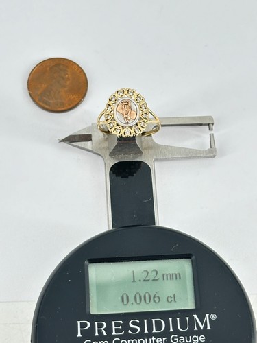 14KT Multi-Tone Gold St Mary Ring Size 7 1.9g - Picture 6 of 8