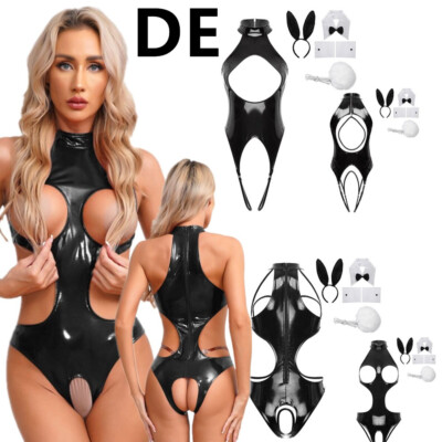 DE Damen Overall Teddy Body Adult Dessous Fancy Dress Up Cosplay Party Clubwear