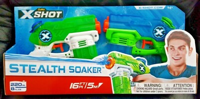 ZURU Stealth Soaker X-Shot Wasserpistole Gun Combo Doppelpack Set 5m 220ml 4+Neu in OVP.