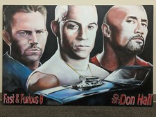 Fast and Furious 6 Paul Walker Vin Diesel Dwayne Johnson Oil Painting Don Hall