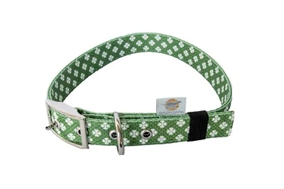 ALPHA LIFESTYLE PETS Medium Buckle Lucky Dog Collar And 6 Foot Leash Set, Shamrocks,St. Patrick’s Day