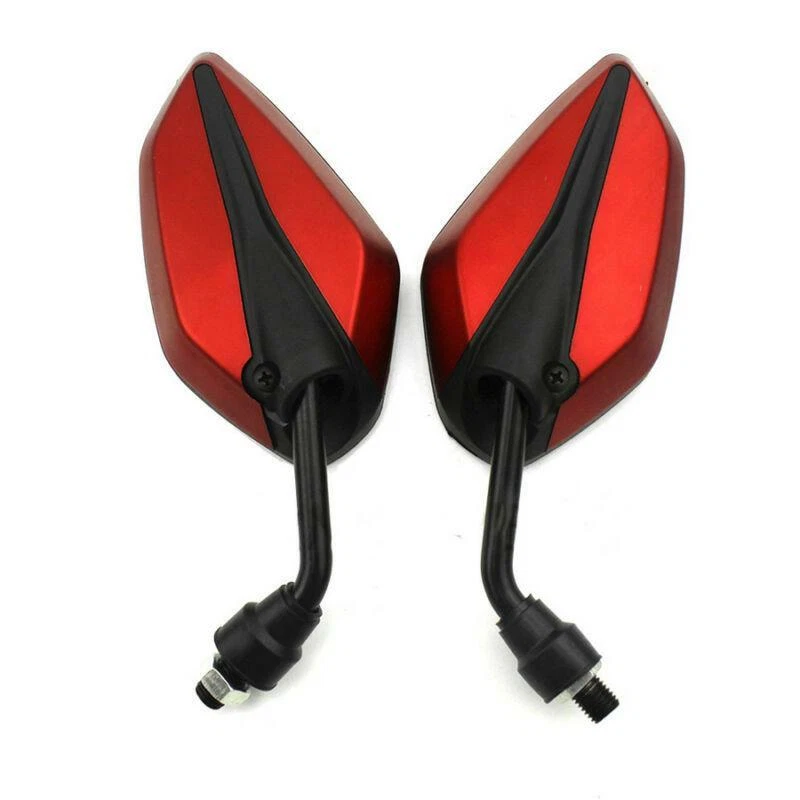 2 Pcs Red Shell 10mm Thread Universal Motorcycle ATV Rearview Mirrors Left+Right - Imagem 2 de 4