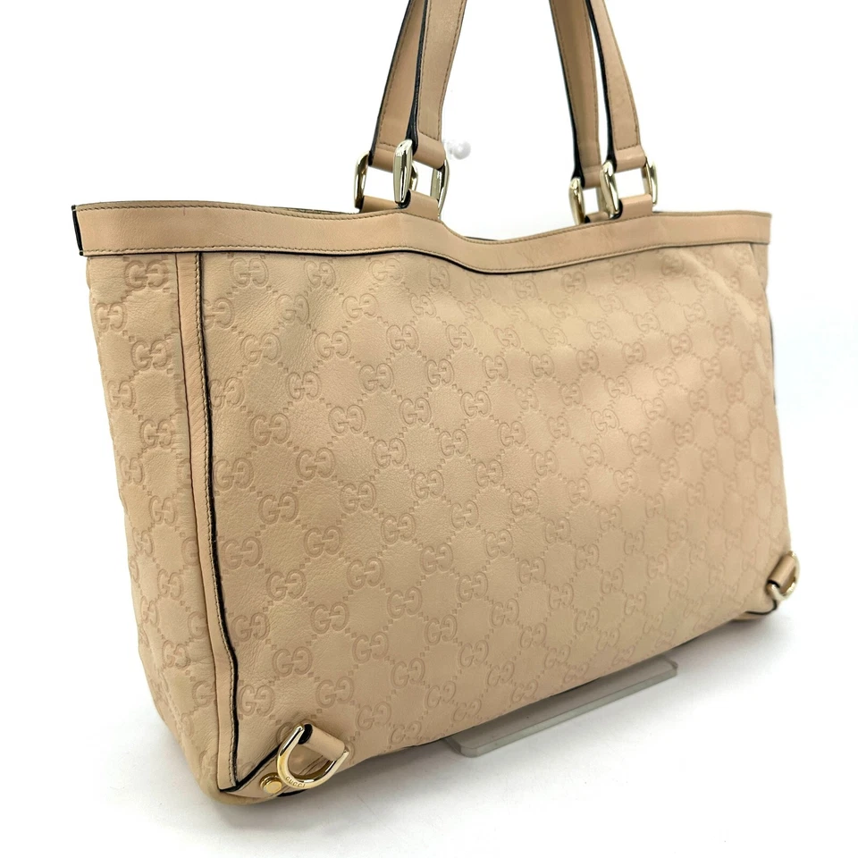 Auténtico Bolso de Mano GUCCI Ssima Abbey Cuero Beige Foto 3 de 4