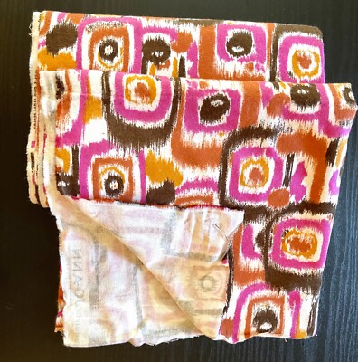 Geometric Squares Fuschia Pink Rust Brown Textured Fabric 42  Wd Total 4 Yds MCM