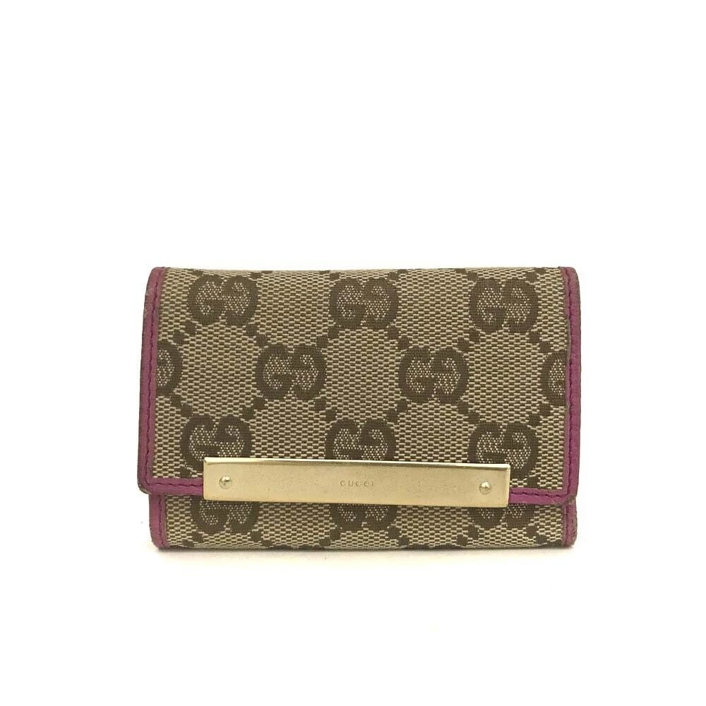 Étui porte clés Gucci GG Supreme monogramme 6 fuchsia