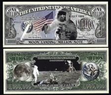 Moon Landing / Neil Armstrong Commemorative Million Dollar Bill - Lot of 2 BILLS