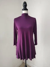 H by Halston Tunic Mock Neck 3/4-Sleeve Tunic Broadway Grape Color SZ  XS B5 Jhv