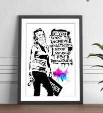 BANKSY ACHIEVE GREATNESS ART FRAMED POSTER PICTURE PRINT ARTWORK 4 SIZES