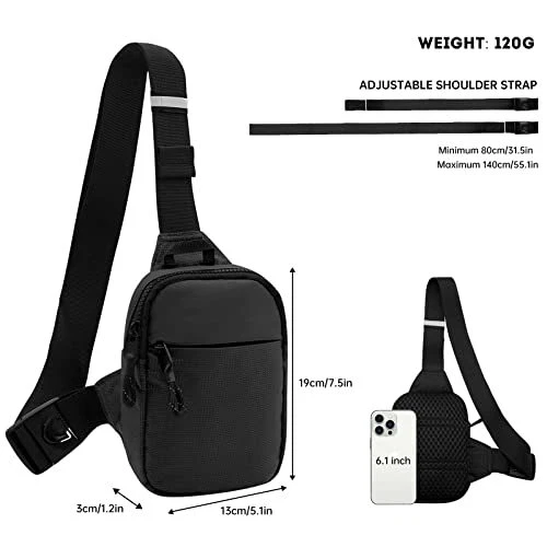 Mini Bag, Small Crossbody Bag, Chest Bag for Men, Small Sling Bag for  Women, Small Shoulder Bag with Adjustable Strap (Black)