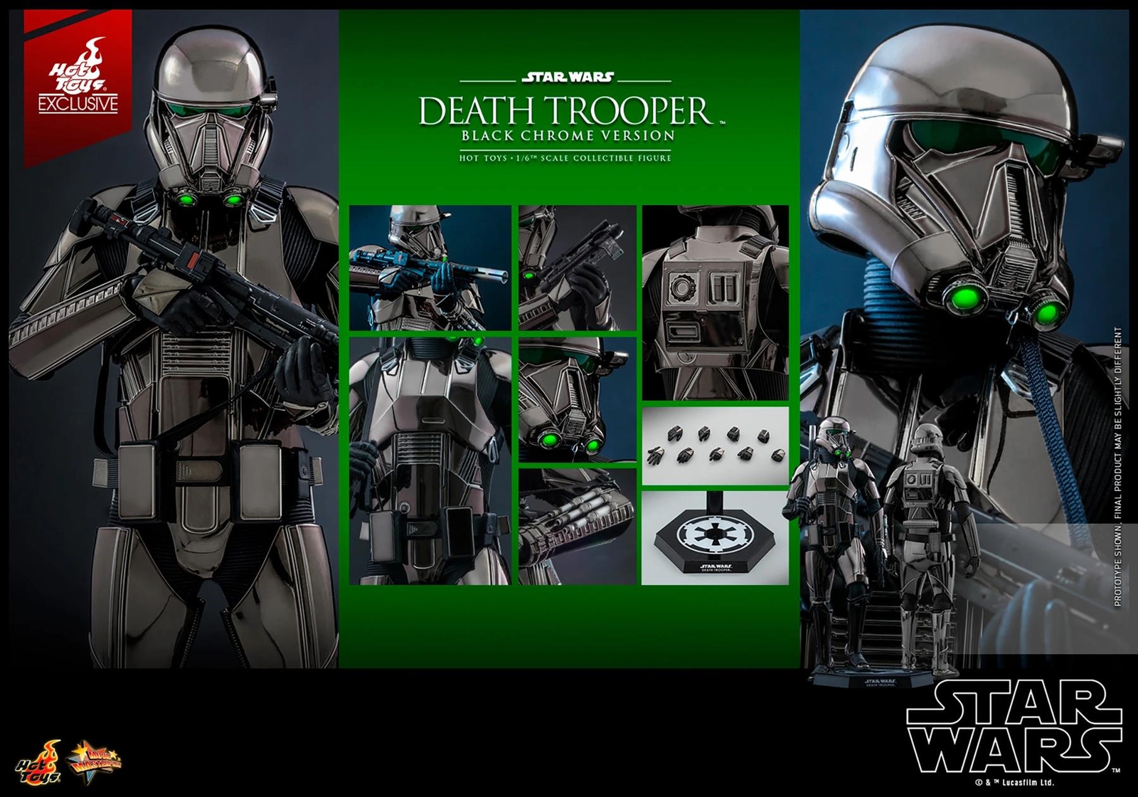Death Trooper Star Wars Action Figure Black Chrome 1:6 Scale Hot Toys 909531