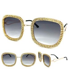 Classy Elegant Vintage Retro Style Bling SUNGLASSES Rose Gold Frame Rhinestones