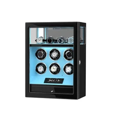 Automatic Rotation 6 Watch Winder 4 Watch Holders Display Remote Control LED New