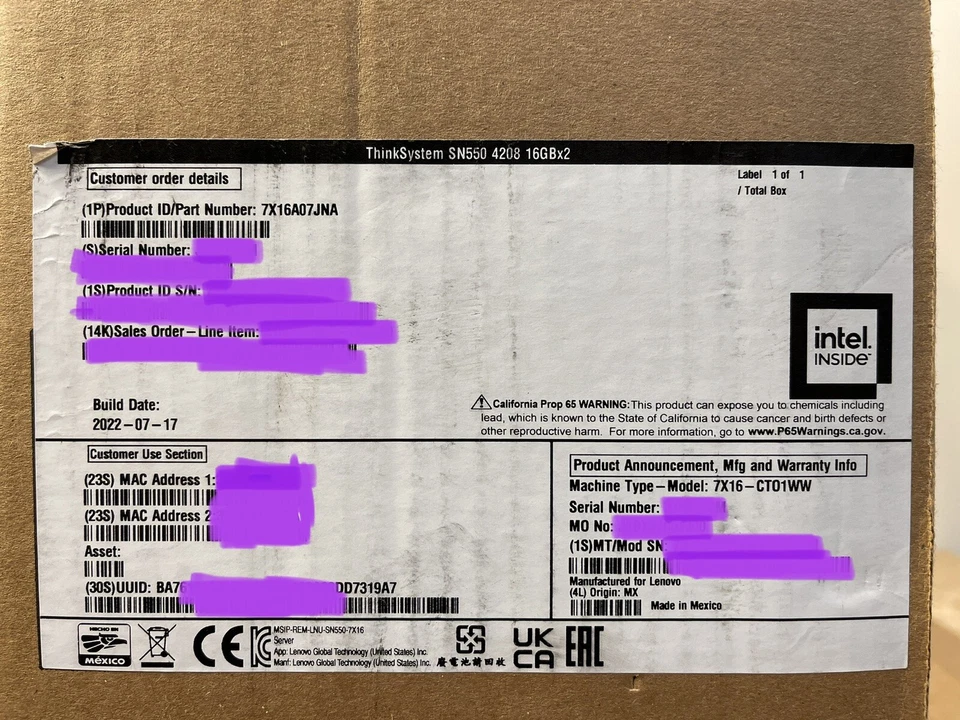 Lenovo ThinkSystem SN550 Server Node Xeon Silver 4208 32GB RAM 4x 10GE SATA/NVMe - Image 2 of 4