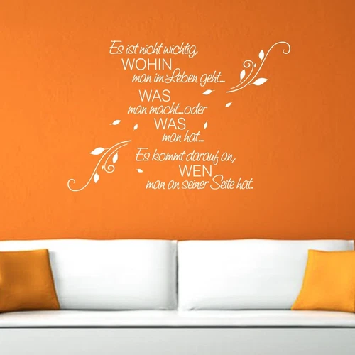 Wandtattoo WOHIN man im Leben.. 70cm A10 Blumenranke Wandaufkleber Sprüche Zitat - Bild 4 von 8