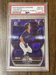 2023 Bowman Chrome Sapphire Juan Brito 1st Purple Refractor /25 PSA 10