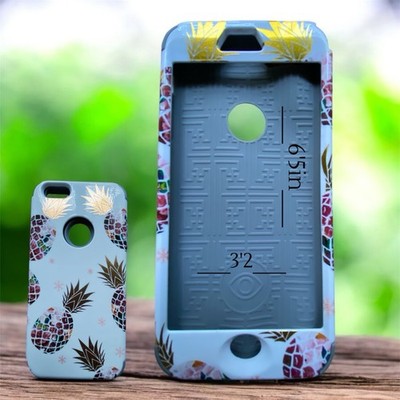 iPhone 6/7/8 Plus Hybrid Silicone 3-in-1 Pineapple Shockproof Case White- 6'5 In