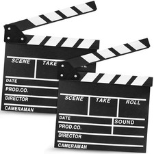 2 Pack 12"x11" Movie Film Clap Board Wooden Movie Clapboard Film Clapper Boar...