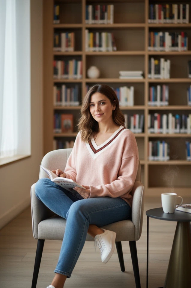 Sandro Paris 女式羊毛 V 领长袖套衫毛衣粉色尺寸 — 第 4/4 张图片