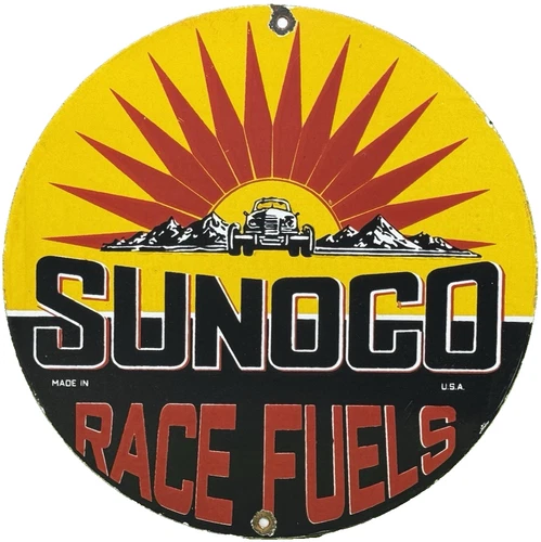 VINTAGE SUNOCO GASOLINE PORCELAIN SIGN DEALERSHIP GAS STATION MOTOR OIL BLUE
