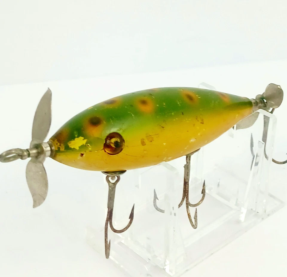 Vtg SURF ORENO South Bend Frog Pattern Mod. 963F 3.75' Wood Glass Eyes Nice - Image 4 of 4