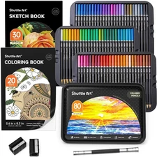 Shuttle Art 80 Soft Core Colored Pencils Artist Set for Adult Coloring & Sketchi