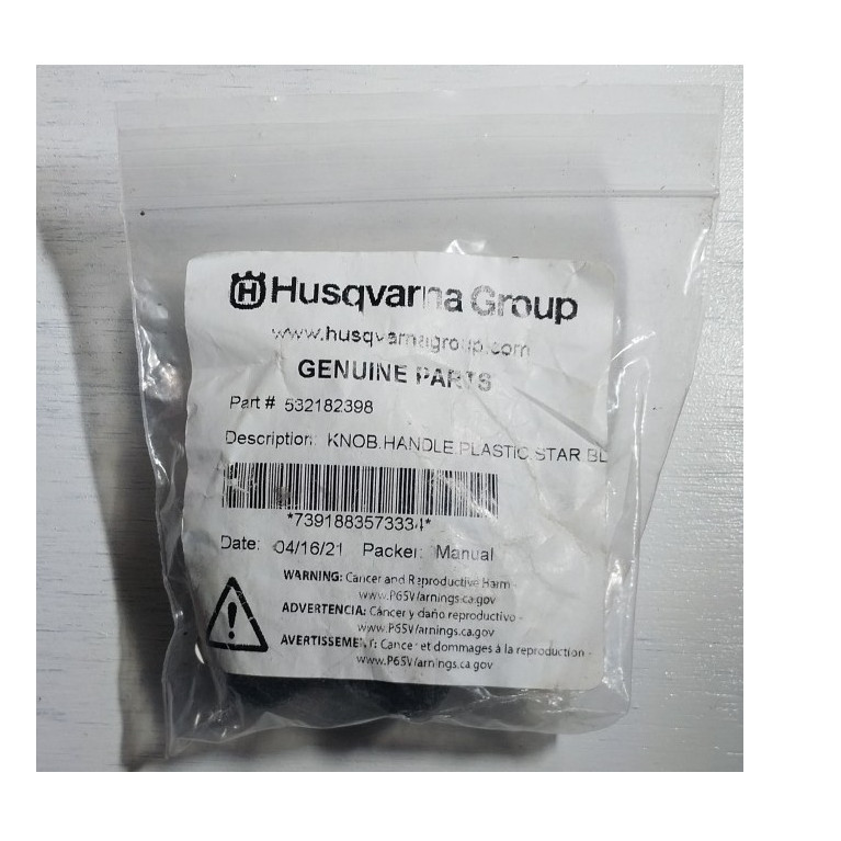 Husqvarna Knob Handle Plastic Metal Black 2 in Genuine Part 532182398
