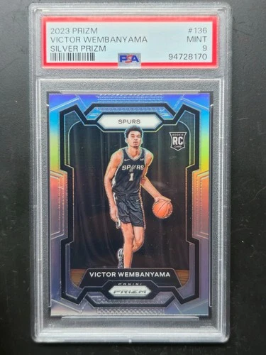 🔥 2023 PANINI PRIZM VICTOR WEMBANYAMA SILVER PRIZM #136 ROOKIE RC MINT PSA 9 🔥