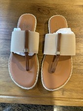 Tommy Bahama Sandals, Flat Flip Fops, Beige, 8.5, New