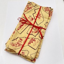 Retro State Map Cotton Napkins Set Of 4 Yellow Travel Kitchen Table Decor