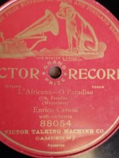 Disco 78 Giri Enrico Caruso l'Africana - O Paradiso con Custodia
