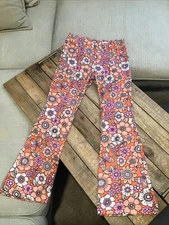 Art Class Girls Floral Retro Hippie For Halloween Flare Pajama Pants Sz L 10/12