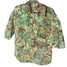 Straight Down Clothing Company Mens L Hawaiian Shirt Fishing Outdoor Utility USA