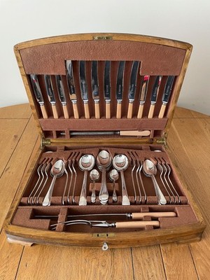 Ernest Cockbill 55-teiliges versilbertes EPNS Besteck Kantinenbesteck 6 Personen