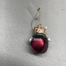 Ganz Jingle Bell Snowman Christmas Ornament Pre-Personalized "Melinda