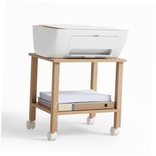 2 Tier Printer Stand with Storage,Under Desk Shelf Printer 2-Tier Wood