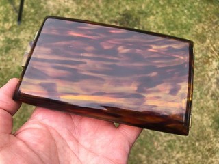Vintage tortoiseshell cigarette case celluloid lucite
