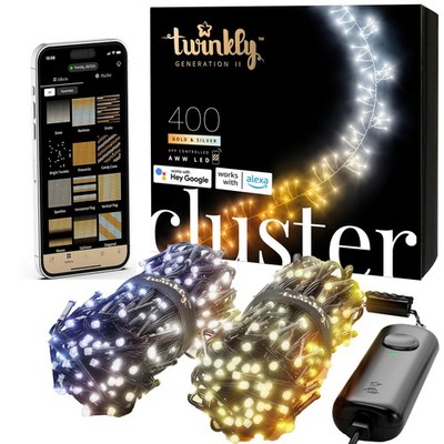 Cluster   App-Controlled LED Christmas Lights with 400 AWW (Amber, Warm White, C