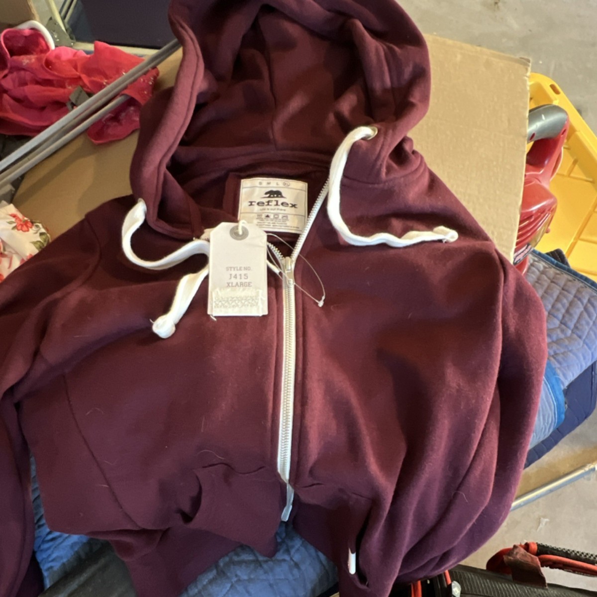 パーカー　reflex Reflex Men's XL Burgundy Solid Full Zip Hooded Hoodie Sweatshirt